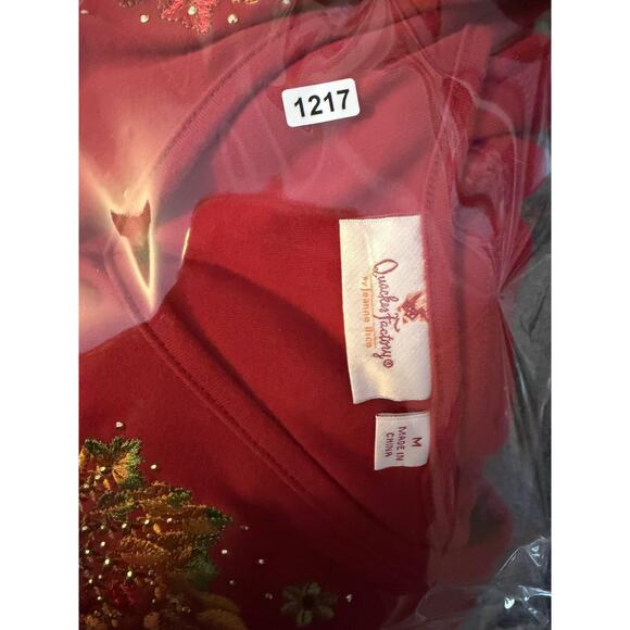 VTG Quacker Factory Shirt Womens M Embroidered Art To Wear Fall Leaves Cottage - Picture 10 of 10